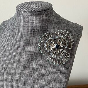 Banana Republic Starburst Style Brooch with Blue Rhinestones